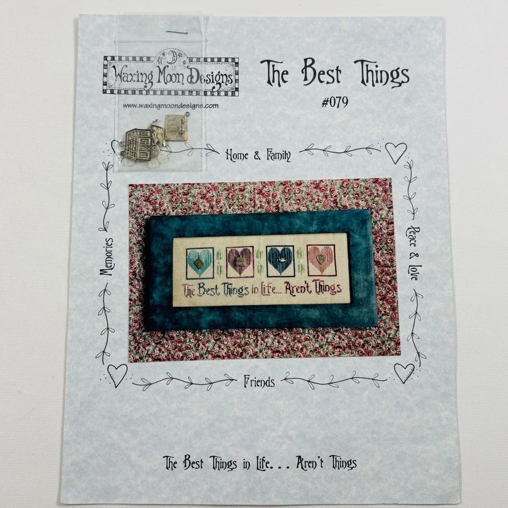 Waxing Moon Designs The Best Things #079 Cross Stitch Pattern with Charms Pack